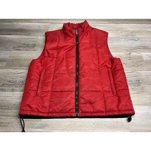 GAP Puffer Jacket Vest Reversible Thick Insulated Red Nylon Size Medium Men‎